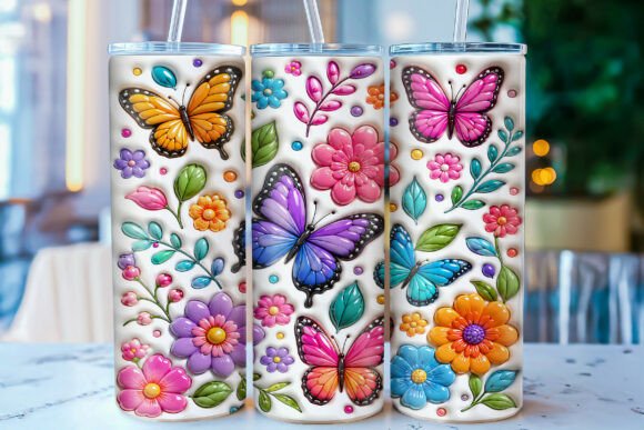 Download Inflated Butterfly Floral Tumbler Wrap - Tumbler wrap Collection