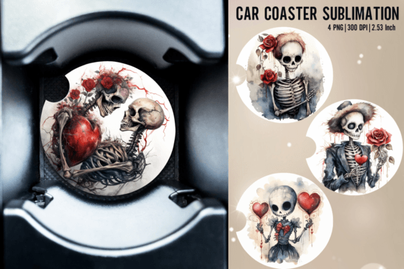 Download Scary Skeleton Car Coaster Sublimation D - Car coaster sublimation Collection