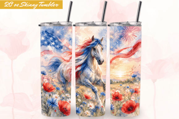 Download Patriotic Horse Sunset USA Tumbler Wraps - Tumbler wrap Collection
