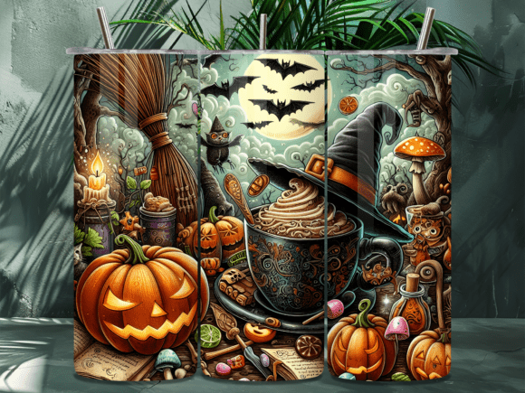 Download Spooky Bat Pumpkin Coffee Tumbler Wrap - Tumbler wrap Collection