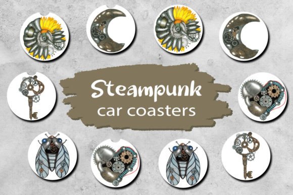 Download Steampunk Car Coaster Sublimation Design - Car coaster sublimation Collection