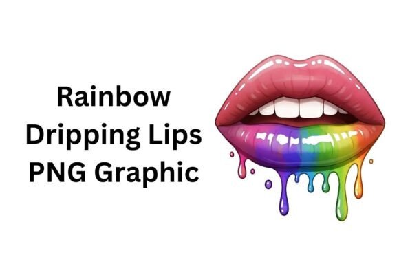 Download Rainbow Dripping Lips Png Graphic - Lips Collection