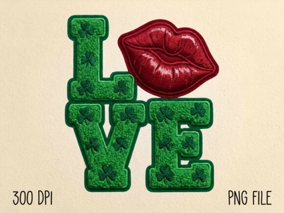 Download St Patrick’s Faux Yarn LOVE Lips PNG - Lips Collection