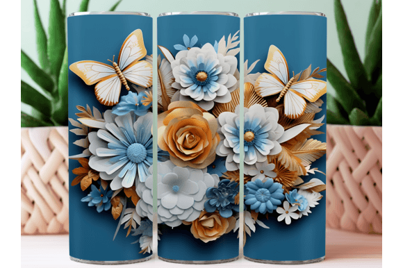 Download 3D Flower Tumbler Wrap Sublimation PNG - Tumbler wrap Collection