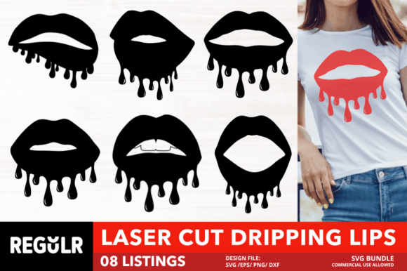 Download Laser Cut Dripping Lips SVG Bundle - Lips Collection
