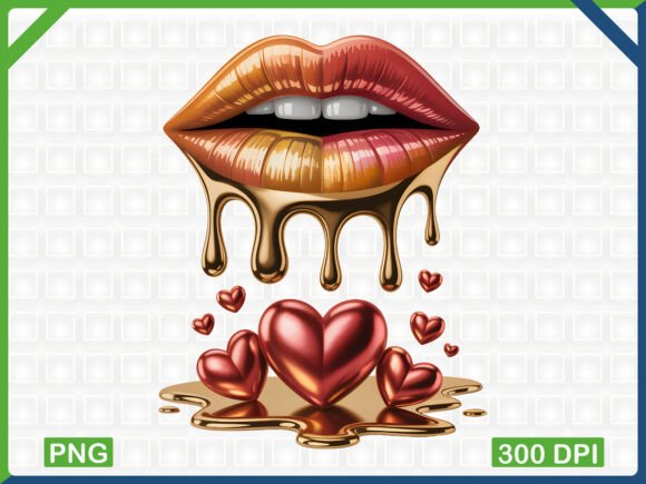 Download Golden Dripping Lips PNG - Lips Collection