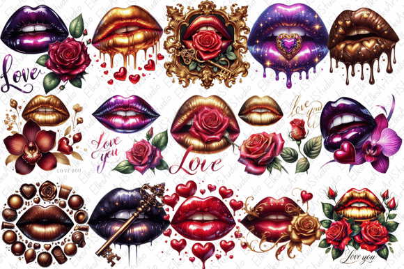 Download Cute Valentine Lips Clipart Bundle - Lips Collection