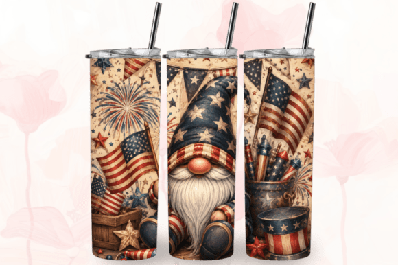 Download 4th of July Gnome 20oz Tumbler Wraps PNG - Tumbler wrap Collection