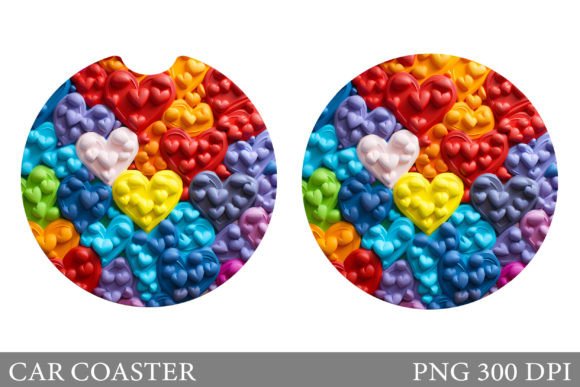 Download Colourful Hearts Car Coaster Sublimation - Car coaster sublimation Collection