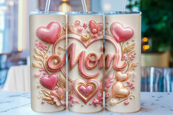 Download 3D Inflated Pink Mom 20oz Tumbler Wrap - Tumbler wrap Collection