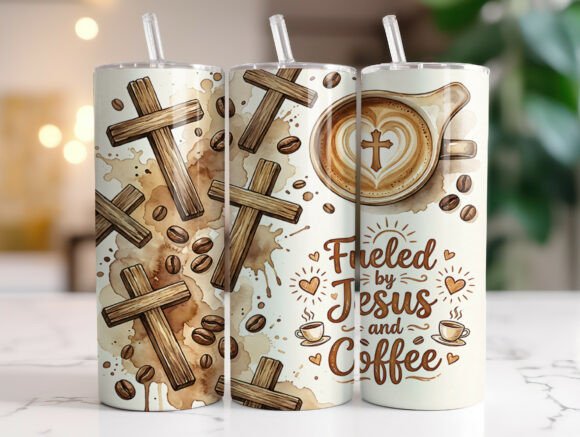 Download Fueled by Jesus and Coffee Tumbler Wrap - Tumbler wrap Collection