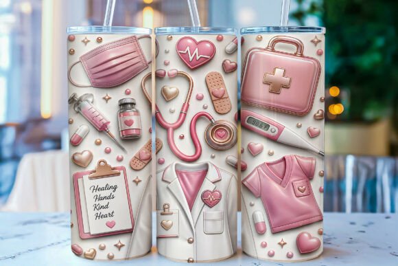 Download 3D Inflated Pink Nurse Tumbler Wrap PNG - Tumbler wrap Collection