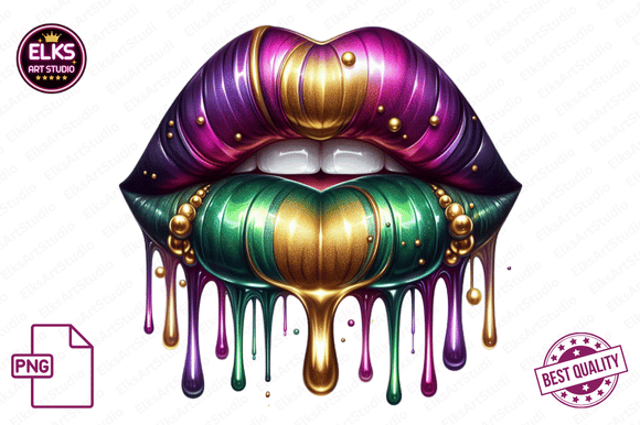 Download Mardi Gras Dripping Lips PNG Sublimation - Lips Collection