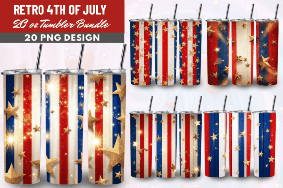 Download Retro 4Th of July Tumbler Wrap Bundle - Tumbler wrap Collection