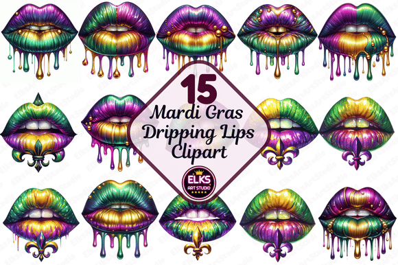 Download Mardi Gras Dripping Lips PNG Sublimation - Lips Collection