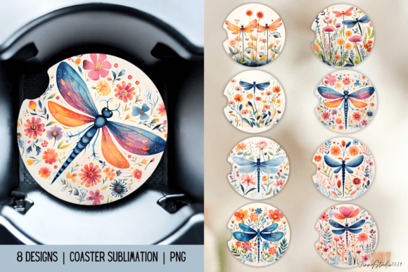 Download Dragonfly Car Coaster Sublimation Design - Car coaster sublimation Collection
