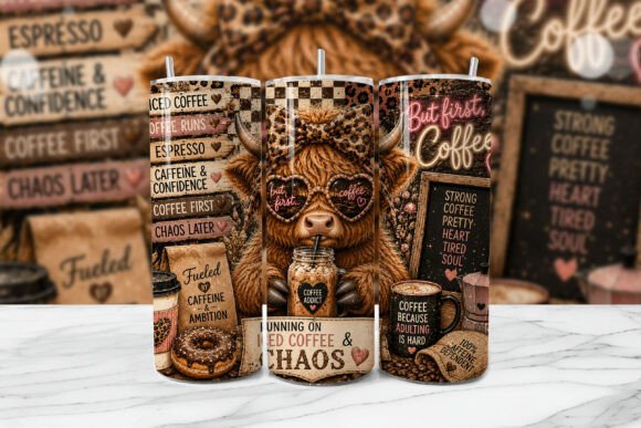 Download Highland Cow Coffee Tumbler Wrap PNG - Tumbler wrap Collection