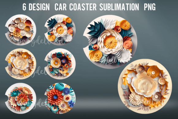 Download Flowers Car Coaster Sublimation Designs - Car coaster sublimation Collection