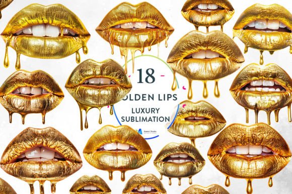 Download Luxury Golden Lips Sublimation Clipart - Lips Collection