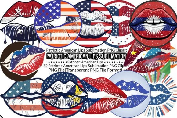 Download Patriotic American Lips Sublimation - Lips Collection