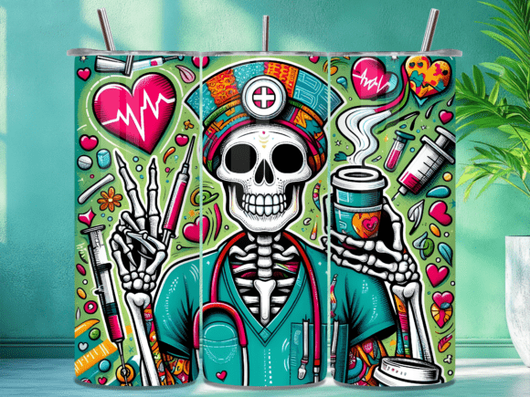 Download Skeleton Nurse Coffee Tumbler Wrap - Tumbler wrap Collection