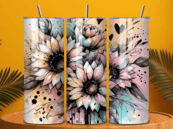 Download Watercolor Sunflower Tumbler Wrap PNG - Tumbler wrap Collection