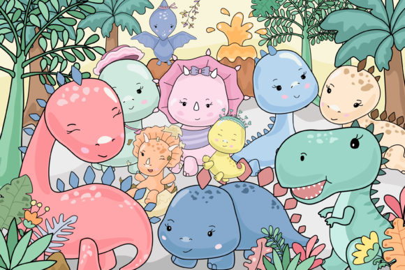 Download Cute Dinosaurs World (clips Arts) - Lips Collection
