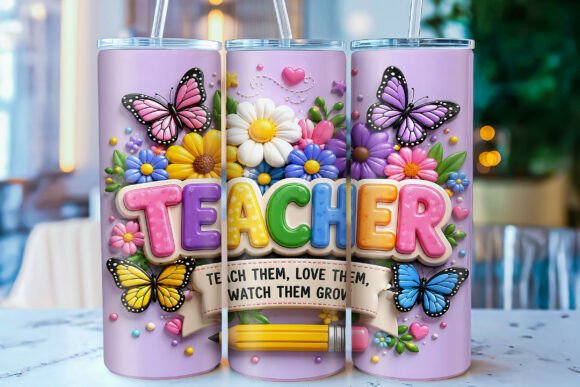Download 3D Inflated Teacher 20oz Tumbler Wrap - Tumbler wrap Collection