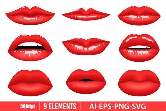 Download Red Lips Clipart Set - Lips Collection