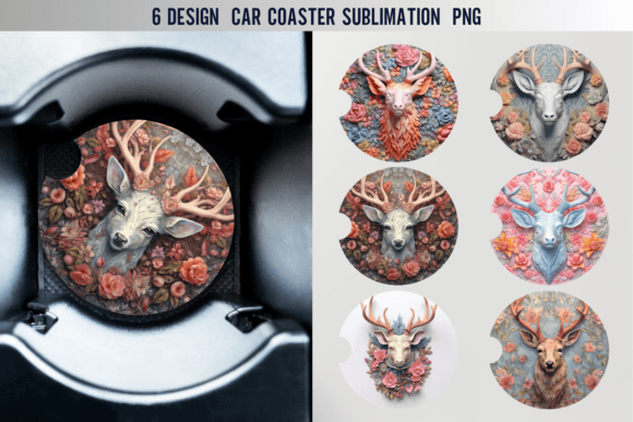 Download Deer Car Coaster Sublimation Designs - Car coaster sublimation Collection