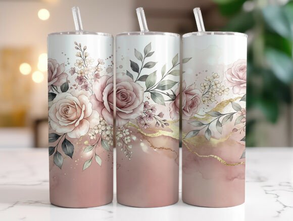 Download Blush Rose Gold Floral 20oz Tumbler Wrap - Tumbler wrap Collection