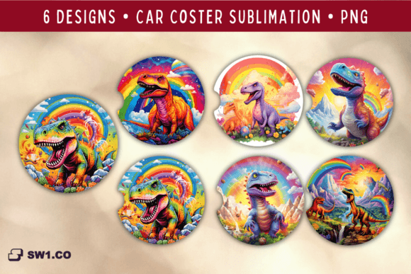 Download Dino Cartoon Car Coaster Sublimation - Car coaster sublimation Collection