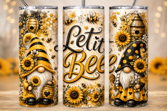 Download Let It Bee Gnome Tumbler Wrap PNG - Tumbler wrap Collection