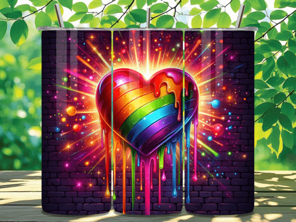 Download Rainbow Drip Heart Pride Tumbler Wrap - Tumbler wrap Collection