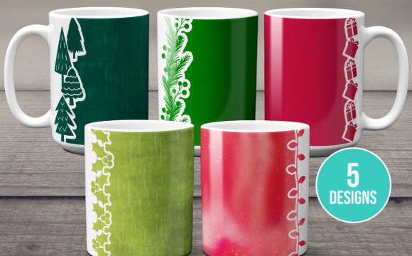 Download Christmas Borders Mug Wrap Template SVG - Mug wrap template Collection