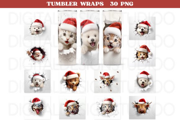 Download 3D Christmas Bundle Skinny Tumbler Wraps - Tumbler wrap Collection